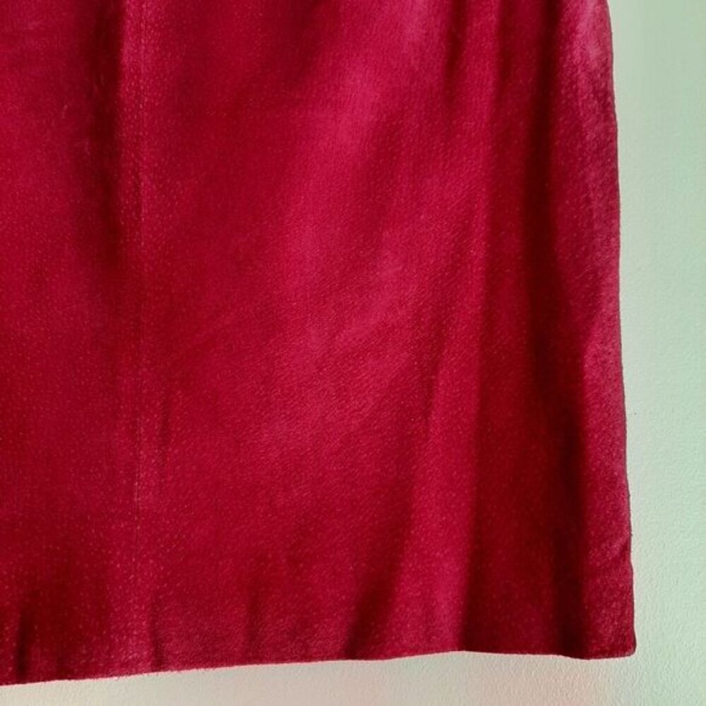Vintage J WALDEN 100% Genuine Suede Leather Pencil Mini Skirt Pink Sz S - Picture 7 of 16